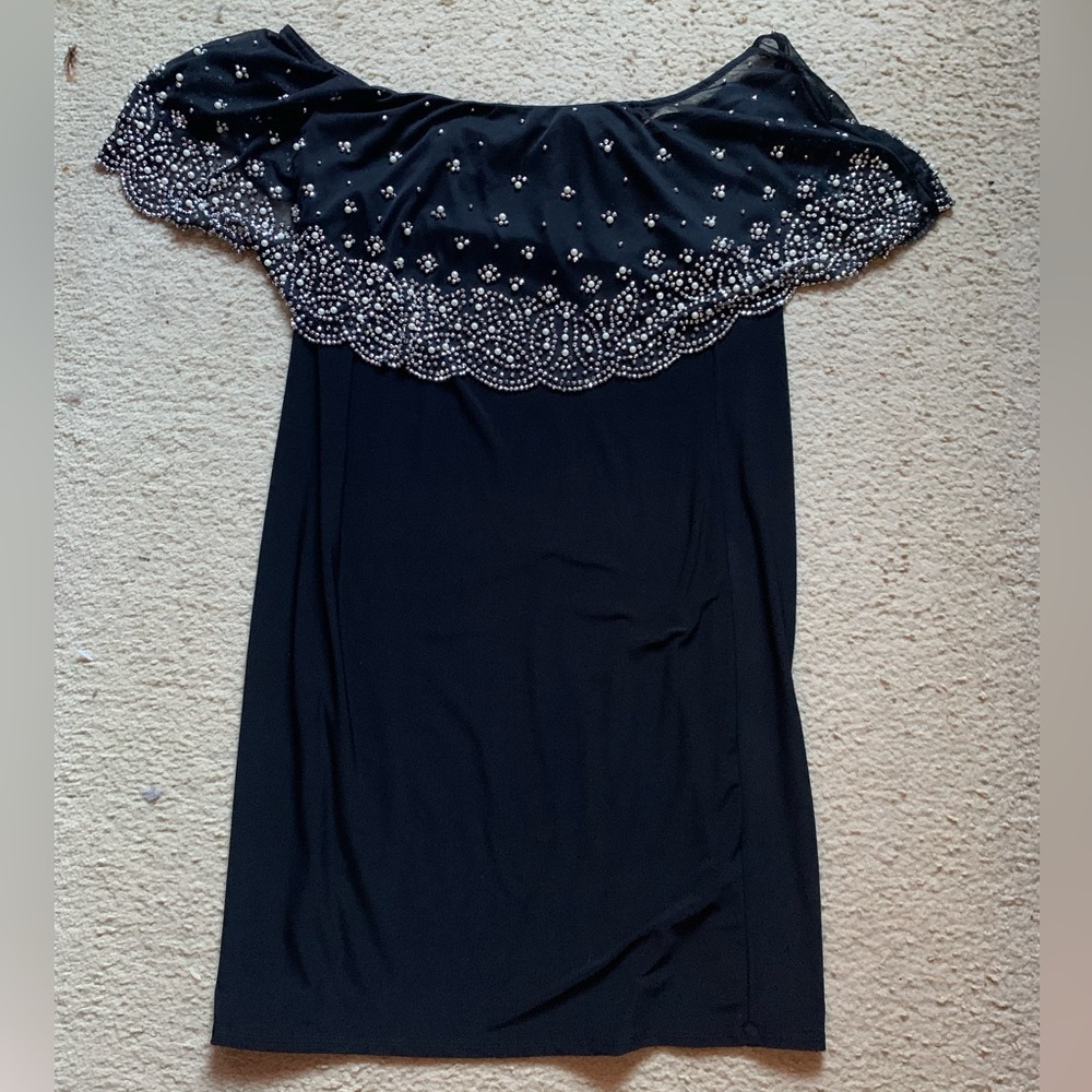 Black strapless cocktail dress